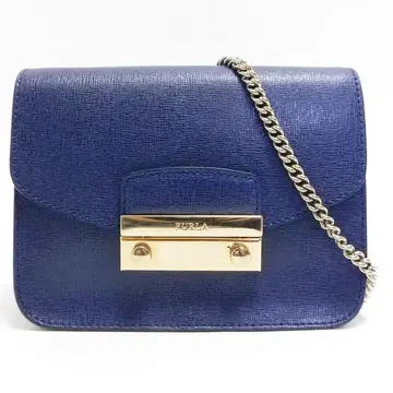 새상품급 FURLA 훌라 메트로폴리스 미니 체인 숄더백 가죽 파랑