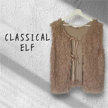 CLASSICAL ELF 클래식 엘프 리본 샤기 퍼 베스트