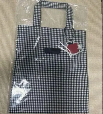 미사용 새상품 미택 포함 파미리아 깅엄 체크 토트백 블랙