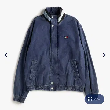 [ TOMMY JEANS ] 샴브레이 로고 칼라 자켓