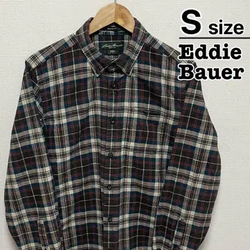 Eddie Bauer 플란넬 셔츠 S 체크 무늬 브라운 USA 구제 의류