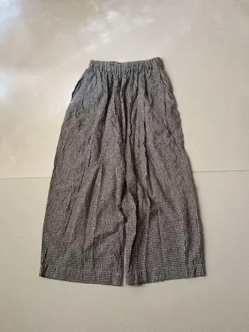 콩제페이에 린넨 혼방 체크 이지 팬츠 가우초 스타일