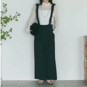 라 부티크 봉봉 팬츠 튤 프릴 스트랩 와이드 팬츠