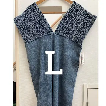 시마무라 데님 셔링 원피스 중파랑 L add COLOR