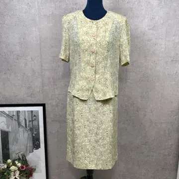 셋업 스커트 블라우스 L 베이지 꽃무늬 반팔 봄/여름 여성용