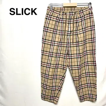 SLICK 치노 팬츠 허리끈, 포켓, 스냅 버튼, 지퍼, 체크 무늬