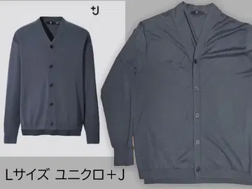 새상품급 유니클로 +J 실크 코튼 V넥 가디건 L 사이즈