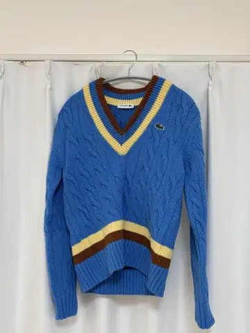 라코스테 케이블 니트 스웨터 블루 미사용 새상품