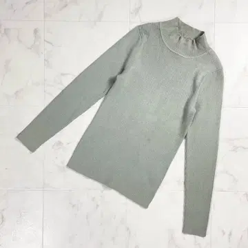 아메리빈티지 하이넥 리브 니트 두꺼운 원단 세이지 그린 F*YC199