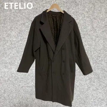 ETELIO 빅 실루엣 드레이프 멜톤 더블 체스터 코트