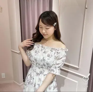 안미르 AnMILLE 시어 플라워 셔링 원피스 핑크