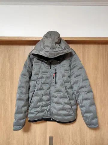 후드 부착 그레이 다운 자켓