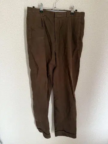 KENNETH FIELD 브라운 린넨 슬랙스