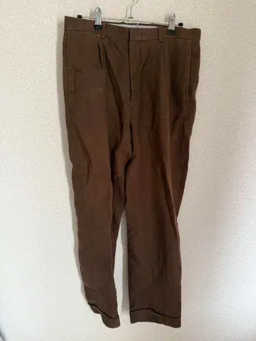 KENNETH FIELD 브라운 린넨 슬랙스