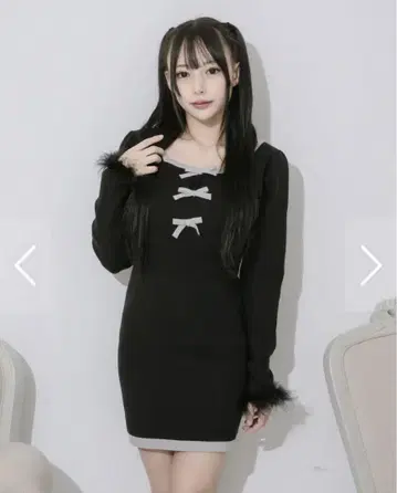 pium 퍼 슬리브 레이어드 니트 원피스