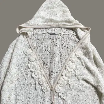 새상품급 잉게보그 전체 레이스 후드 부착 가디건 장미 모티브