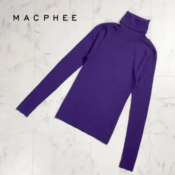 새상품급 MACPHEE 맥피 터틀넥 리브 니트 보라색 1*YC207