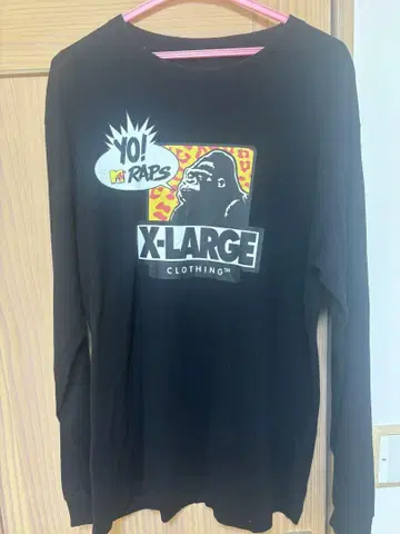X-LARGE 블랙 롱 슬리브 티셔츠