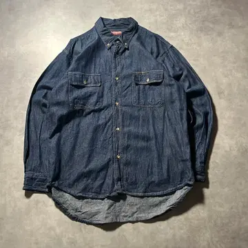 빈티지 빅 루즈 데님 멀티 포켓 스티치 CPO 셔츠