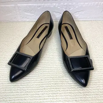 [ 새상품급 ] 펌프스 버클 가죽 스틸레토 블랙 22.5cm