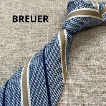 BREUER 브로이어 네이비 스트라이프 고급 실크 넥타이
