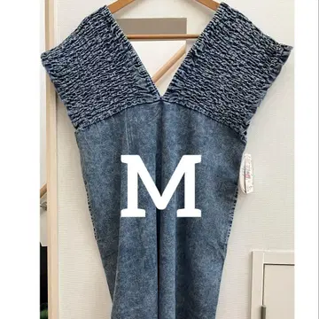 시마무라 add COLOR 데님 셔링 원피스 M 블루 중청
