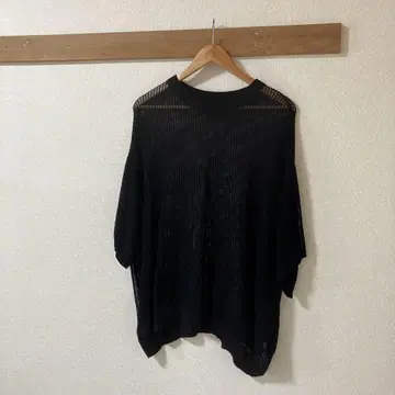 메쉬 크루넥 T셔츠 블랙 럭스