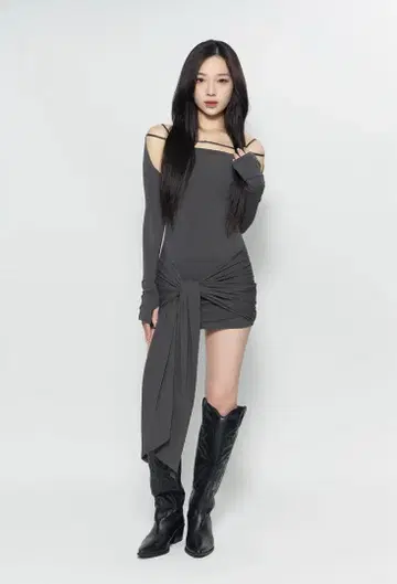 THEREDTHREAD S waist drape dress mini