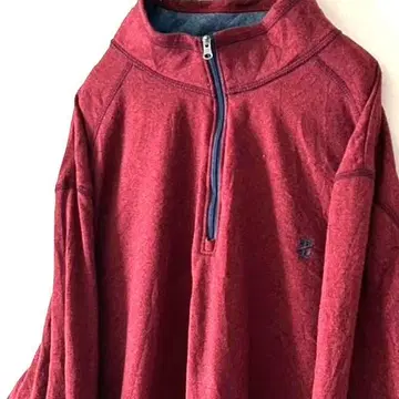 IZOD 로고 자수 하프 지퍼 맨투맨 XL 레드 빨간색 구제 의류