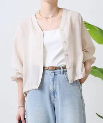새상품급 Jena espace merveilleux 밑단 리본 시어 셔츠