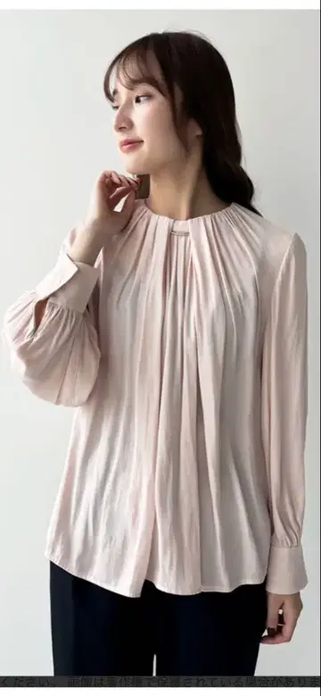LOUNIE 루니 와리 오리 개더 블라우스 핑크