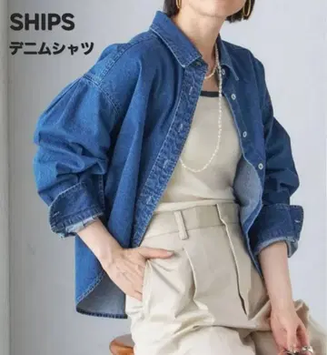 SHIPS 숏 기장 데님 셔츠 ONE SIZE