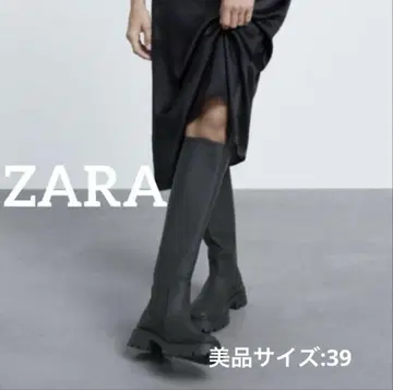 ZARA 러버 플랫 부츠 롱 부츠 39 품번 3007/610
