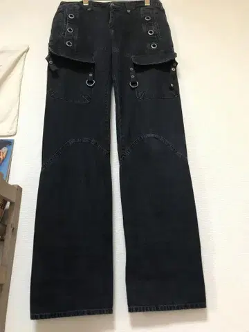 00s Y2K CNC metal gimmick black denim