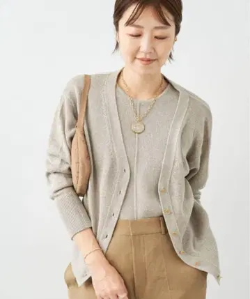 플라주 실크린넨 V넥 가디건 새상품급