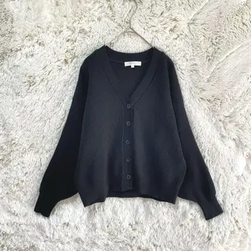 grove/V넥 긴팔 가디건/M/두꺼운 원단 루즈핏 블랙