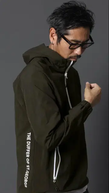 The Duffer 후드 부착 자켓 L 다크 그린