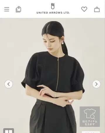 EMMEL REFINES 블랙 오부 소매 상의 UNITED ARROWS