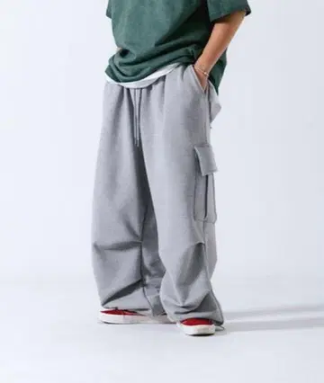 ANGLAN 언더그라운드 맨투맨 와이드 카고 팬츠