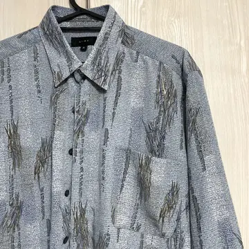 남성용 Leoz 블루 계열 아트 패턴 올 패턴 구제 의류 패턴 셔츠