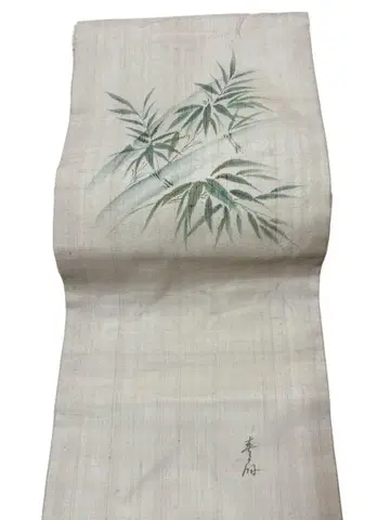 S61 나고야 오비 작가물 린넨 대나무 오타이코 손그림