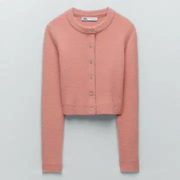 ZARA 핑크 비쥬 버튼 가디건
