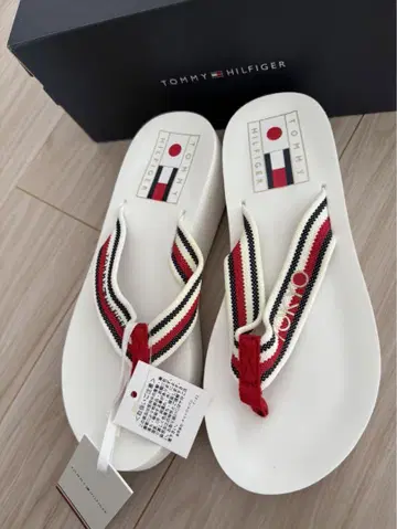 TOMMY HILFIGER 스트라이프 비치 샌들 38