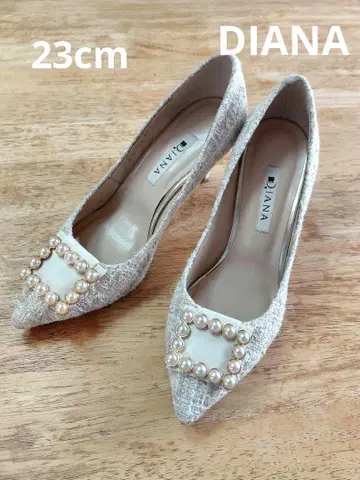 다이애나 아이보리 믹스 트위드 펌프스 펄 23cm