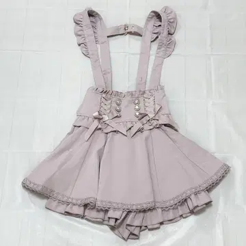 레이스업 서스펜더 포함 치마바지 핑크