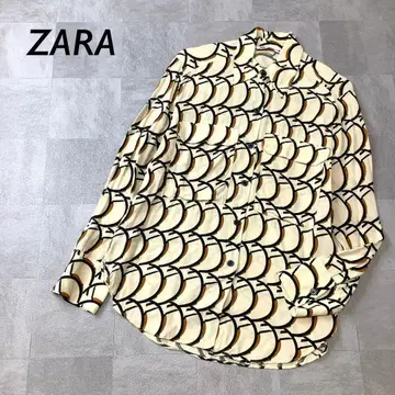 ZARA 올 패턴 디자인 셔츠 부드러운 큐프라 레이온 베이지
