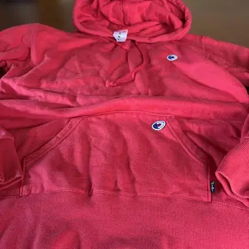 CUNE 큔 cune 레드 L 후드티 와펜 부착 완료 속기모 면 100%