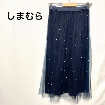 시마무라 스커트 플리츠 타입 장식 레이스 허리밴딩