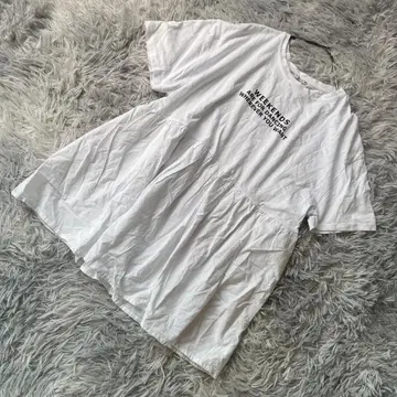 ZARA 자라 로고 프린트 플레어 절개 티셔츠 화이트 M 튜닉 기장