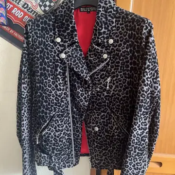 HELL CAT PUNKS 레오파드 무늬 라이더 자켓